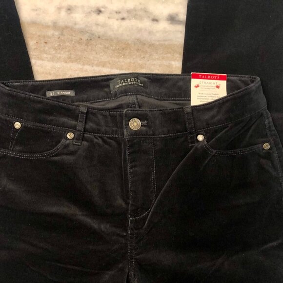 NWT Talbots The Flawless Five-Pocket Cord Straight-Leg Black Corduroy Pants 4 - Picture 4 of 13